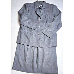 Vintage Alfred Dunner Women Gray Blazer & Skirt Suit Set Size 16 Polyester Blend